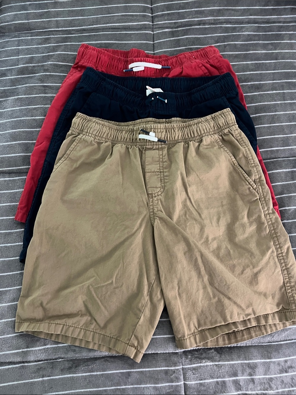 Cat & Jack Pull-On Shorts Trio in Tan, Navy & Red(3 pairs)